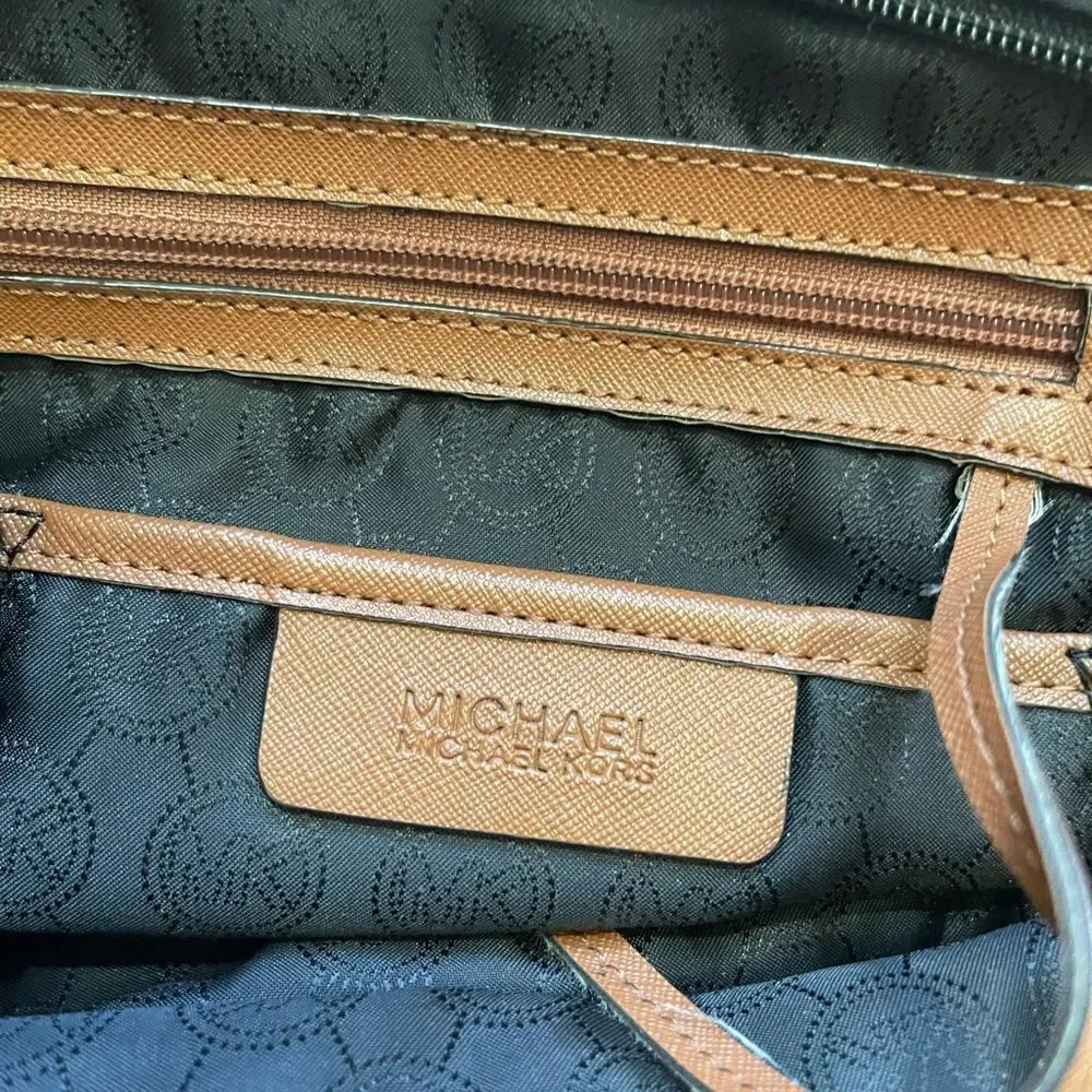 Michael Kors Kempton Nylon Black with Brown Leather traps Tote Bag .